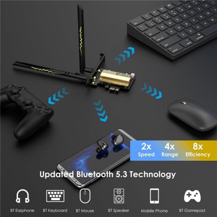 WAVLINK WN675X3-C WiFi 6E Pcie WiFi Network Card Adapter Triple Band AX210 AX5400, WN675X3-C WAVLINK WN675X3-C WiFi 6E Pcie WiFi Network Card Adapter Triple Band AX210 AX5400, WN675X3-C